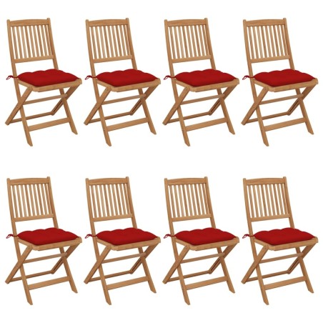Chaises pliables de jardin lot de 8 avec coussins Bois d'acacia 632341632341