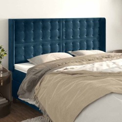 Tête de lit avec oreilles Bleu foncé 203x16x118/128 cm Velours 632342632342