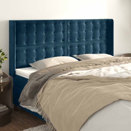 Tête de lit avec oreilles Bleu foncé 203x16x118/128 cm Velours 632342632342
