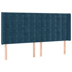 Tête de lit avec oreilles Bleu foncé 203x16x118/128 cm Velours 632342632342