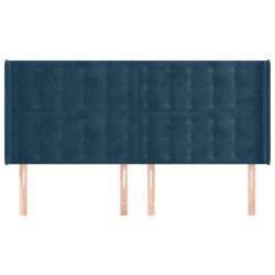 Tête de lit avec oreilles Bleu foncé 203x16x118/128 cm Velours 632342632342