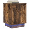 Table de chevet avec lumières LED chêne fumé 38x34x50 cm 632365632365
