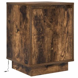 Table de chevet avec lumières LED chêne fumé 38x34x50 cm 632365632365