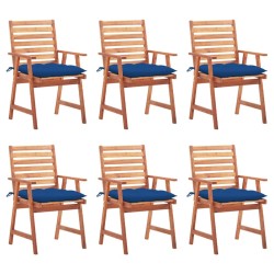 Chaises à manger d'extérieur lot de 6 et coussins Acacia massif 632366632366