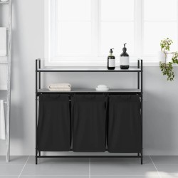 Panier à linge à 3 compartiments avec étagères gris Sonoma 632374632374