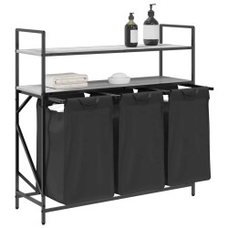 Panier à linge à 3 compartiments avec étagères gris Sonoma 632374632374