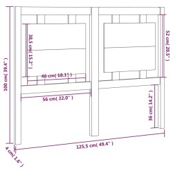 Tête de lit Marron miel 125,5x4x100 cm Bois massif de pin 632380632380