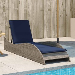 Chaise longue avec coussin Gris 60x205x73 cm Résine tressée 632384632384
