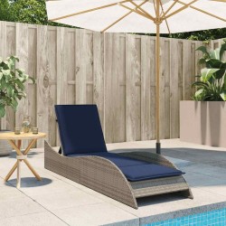 Chaise longue avec coussin Gris 60x205x73 cm Résine tressée 632384632384