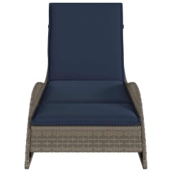 Chaise longue avec coussin Gris 60x205x73 cm Résine tressée 632384632384
