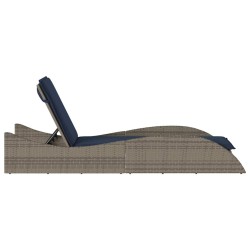 Chaise longue avec coussin Gris 60x205x73 cm Résine tressée 632384632384