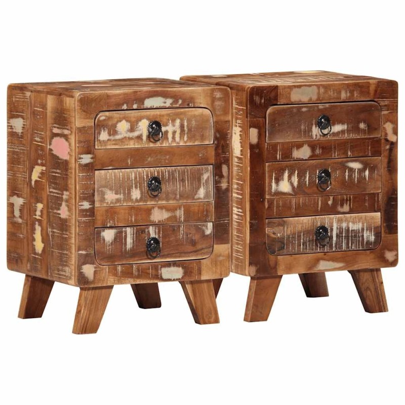 Table de chevet 2 pcs 37x32x50 cm bois massif de récupération 632401632401