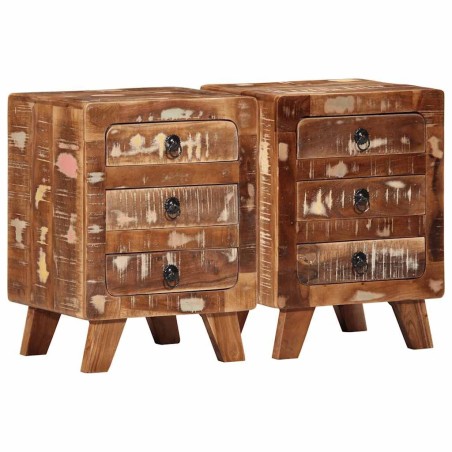 Table de chevet 2 pcs 37x32x50 cm bois massif de récupération 632401632401