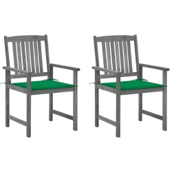 Chaises de jardin et coussins lot de 2 Gris Bois acacia massif 632421632421