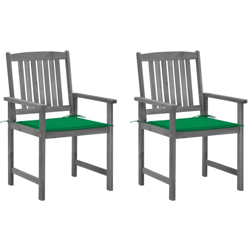 Chaises de jardin et coussins lot de 2 Gris Bois acacia massif 632421632421