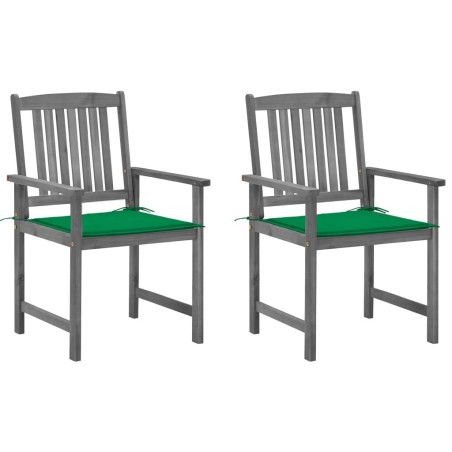 Chaises de jardin et coussins lot de 2 Gris Bois acacia massif 632421632421