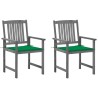 Chaises de jardin et coussins lot de 2 Gris Bois acacia massif 632421632421