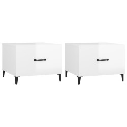 Tables basses avec pieds métal 2 pcs Blanc brillant 50x50x40 cm 632423632423