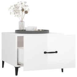 Tables basses avec pieds métal 2 pcs Blanc brillant 50x50x40 cm 632423632423