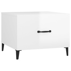 Tables basses avec pieds métal 2 pcs Blanc brillant 50x50x40 cm 632423632423