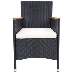 Chaises de jardin lot de 2 avec coussins Résine tressée Noir 632438632438
