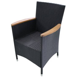 Chaises de jardin lot de 2 avec coussins Résine tressée Noir 632438632438