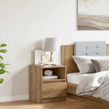 Table de chevet chêne artisanal 40x40x50 cm bois d’ingénierie 632445632445