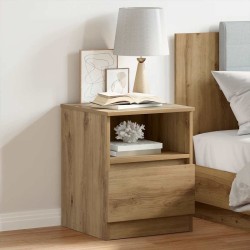 Table de chevet chêne artisanal 40x40x50 cm bois d’ingénierie 632445632445