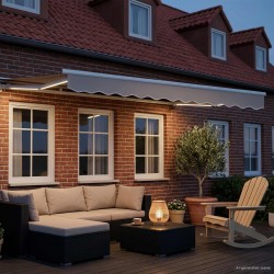 Auvent rétractable électrique Gris clair et blanc 3 x 2,5 m 632448632448