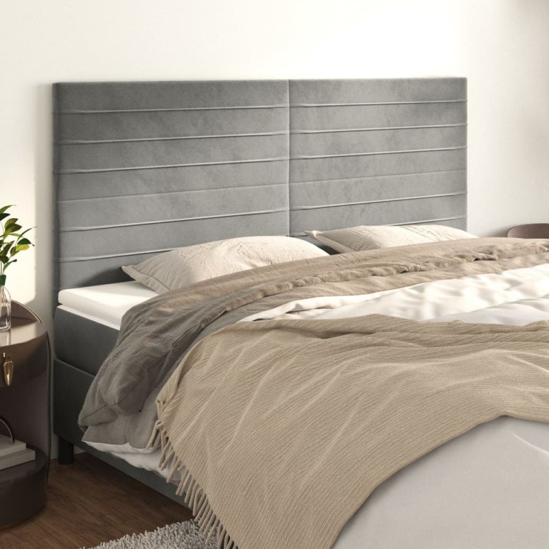 Tête de lit Gris clair 160x5x118/128 cm Velours 632449632449