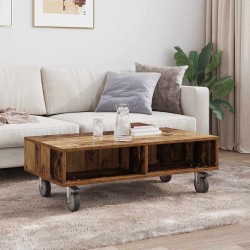 Table d'appoint avec roues Bois ancien 90 x 50 x 30 cm 632497632497