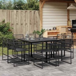 Ensemble à manger de jardin 9 pcs Noir Résine tressée 632500632500