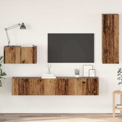 Meuble TV mural 4 pcs Bois Ancien Bois d'ingénierie 632501632501
