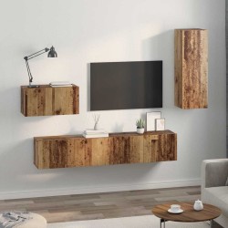 Meuble TV mural 4 pcs Bois Ancien Bois d'ingénierie 632501632501