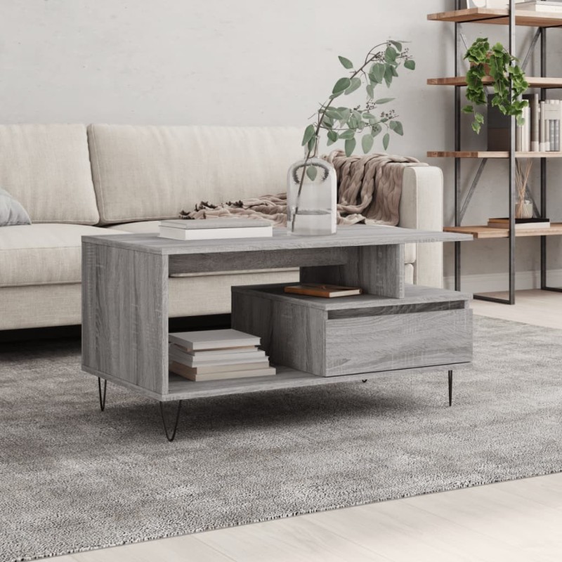 Table basse Sonoma gris 90x49x45 cm Bois d'ingénierie 632517632517