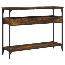 Table console avec étagère chêne fumé 100x29x75 cm 632532632532