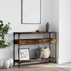 Table console avec étagère chêne fumé 100x29x75 cm 632532632532