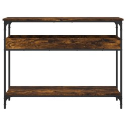 Table console avec étagère chêne fumé 100x29x75 cm 632532632532