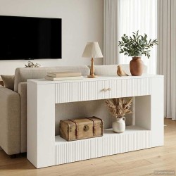 Table console Blanc Brillant 155 x 29 x 74 cm Bois d’ingénierie 632536632536
