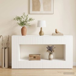 Table console Blanc Brillant 155 x 29 x 74 cm Bois d’ingénierie 632536632536