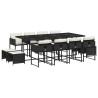 Ensemble à manger de jardin 13 pcs coussins noir résine tressée 632538632538