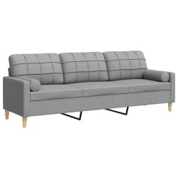 Canapé 3 places avec oreillers gris clair 210 cm tissu 632546632546