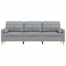 Canapé 3 places avec oreillers gris clair 210 cm tissu 632546632546