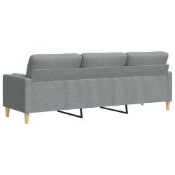 Canapé 3 places avec oreillers gris clair 210 cm tissu 632546632546
