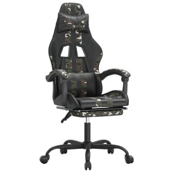 Chaise de jeu pivotante repose-pied Noir camouflage Similicuir 632550632550