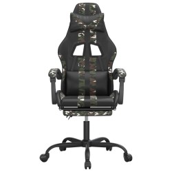 Chaise de jeu pivotante repose-pied Noir camouflage Similicuir 632550632550