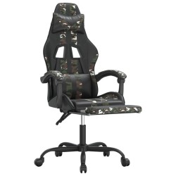 Chaise de jeu pivotante repose-pied Noir camouflage Similicuir 632550632550