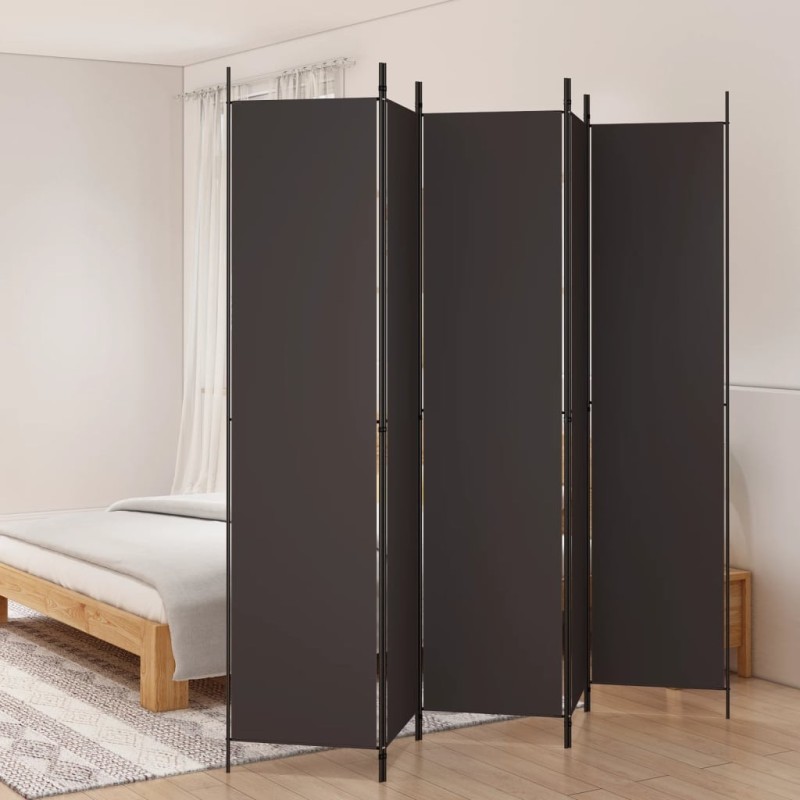Cloison de séparation 5 panneaux Marron 250x220 cm Tissu 632553632553