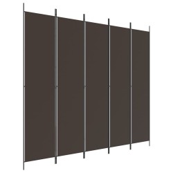 Cloison de séparation 5 panneaux Marron 250x220 cm Tissu 632553632553