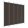 Cloison de séparation 5 panneaux Marron 250x220 cm Tissu 632553632553